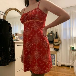 red paisley printed vintage looking dress